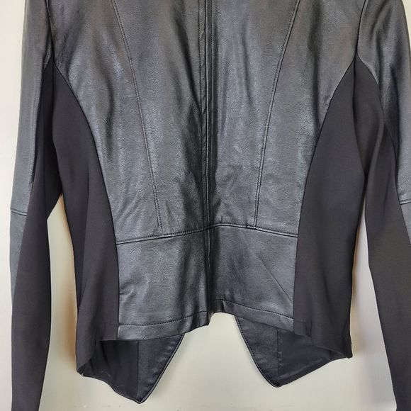 Frank Lyman Faux Leather Open Front Jacket Black 10 - Picture 5 of 12